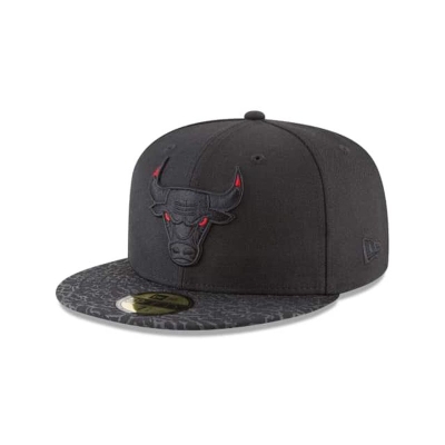 Black Chicago Bulls Hat - New Era NBA Sneaker Hook 59FIFTY Fitted Caps USA7964510